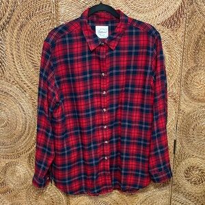 Girlfriend Classic Red and Navy Plaid Long Sleeve